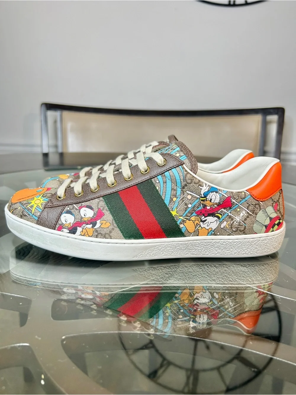 Gucci x Disney Donald Duck Ace Sneakers Mens Size 9.5 (US 10) GG Canvas